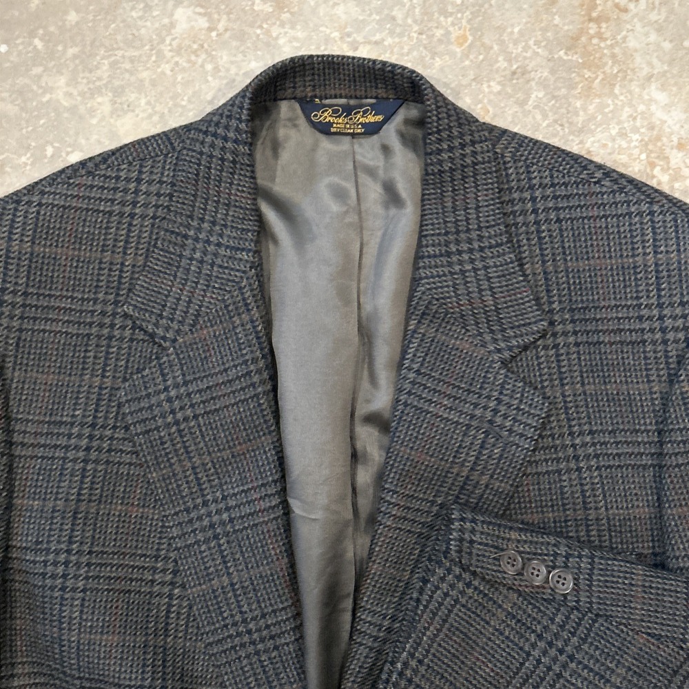 Brooks Brothers Blazer Mens 42R Brown Plaid 2 Button Wool Sports Coat Preppy USA